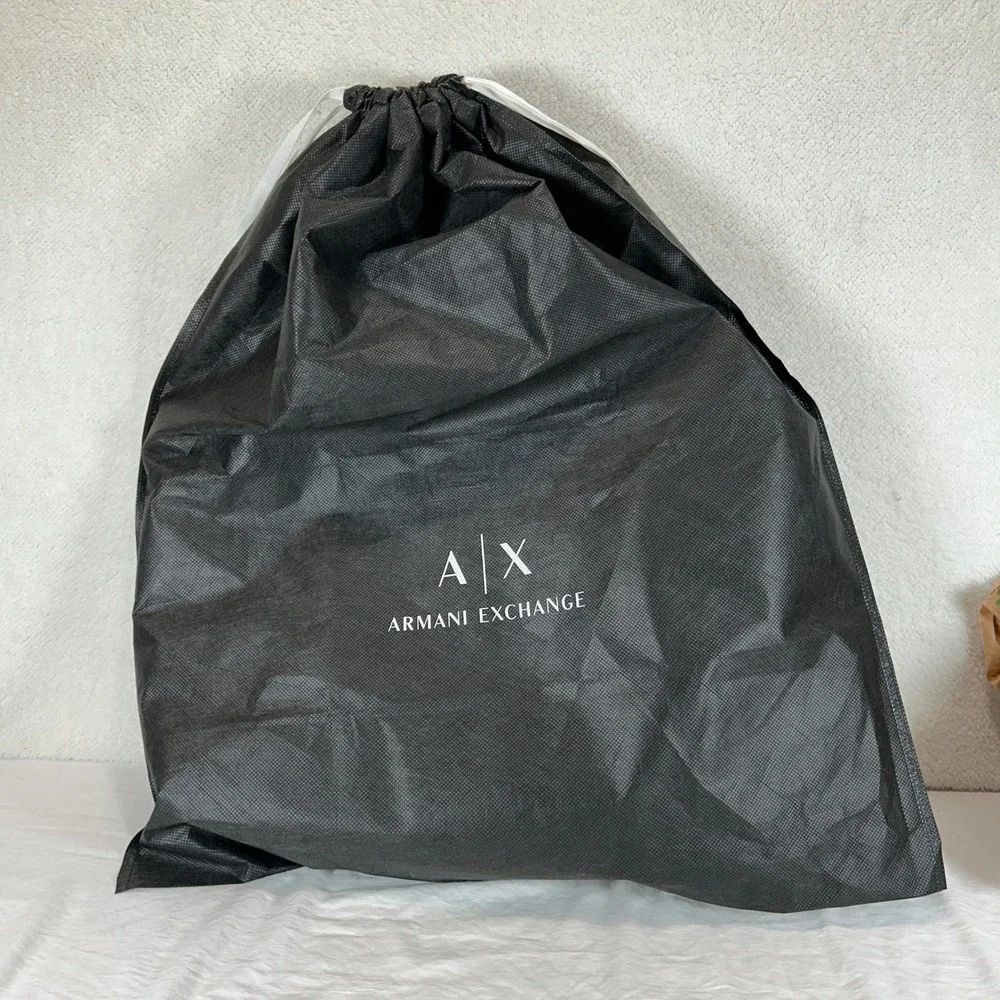 Armani Exchange AX Black Saffiano Faux Leather Zip Top Tote Bag 942575 NEW